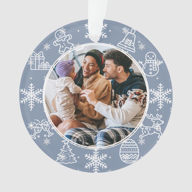 Christmas Fun | Double Sided Name & Year Photo Ornament (Front)