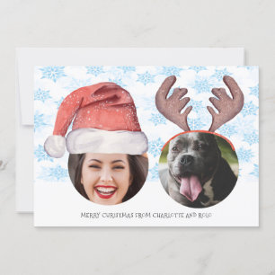 Christmas Fun Photo Santa Reindeer personalised Holiday Card