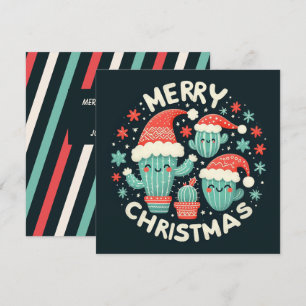 Christmas Fun Potted Santa Cactus Plants Holiday Card