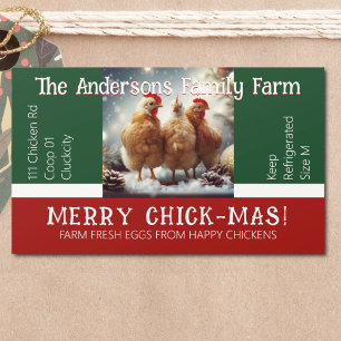 Christmas Fun Quote Egg Carton Packaging Chicken Rectangular Sticker
