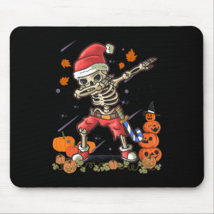 Christmas Fun Santa Skeleton Dabbing Halloween Cos Mouse Pad