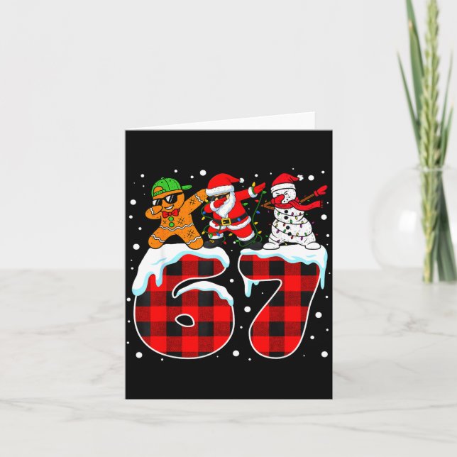 Christmas Funny 67 Meme Six Seven Dabbing Santa Bo Card (Front)