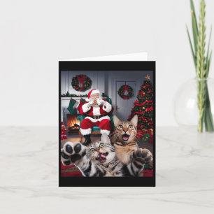 Christmas Funny Cat Dog Selfie With Santa Claus Cu Card