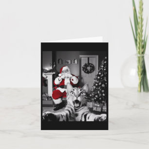 Christmas Funny Cat Selfie With Santa Claus Cute H Card