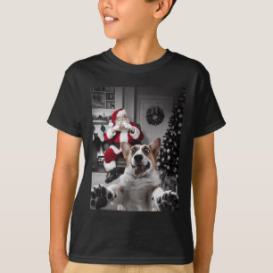 Christmas Funny Cat Selfie With Santa Claus Cute H T-Shirt