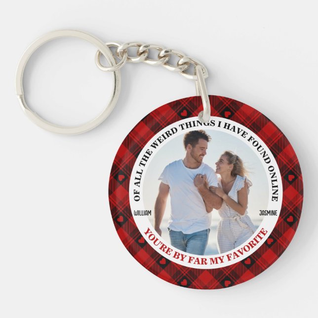 Christmas Funny Couple Photo Buffalo Frame Key Ring (Front)