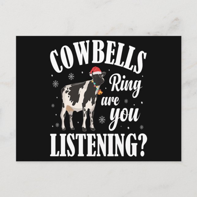 Christmas Funny Cowbells Ring Cow Lover Xmas Gift Postcard (Front)