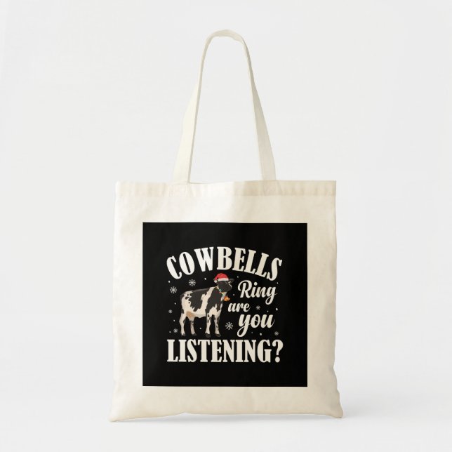Christmas Funny Cowbells Ring Cow Lover Xmas Tote Bag (Front)