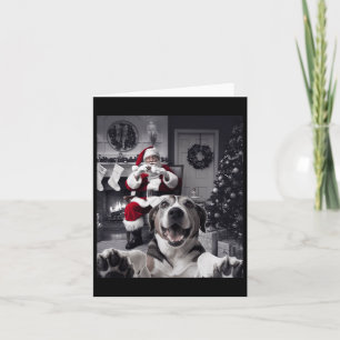 Christmas Funny Dog Selfie With Santa Claus Cute H Card