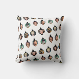 Christmas Funny Family Photo Faces Ornaments White Cushion