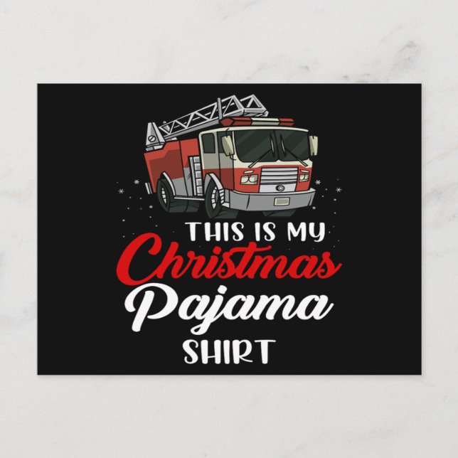 Christmas Funny Firemen Pajama Firefighter Xmas Postcard (Front)