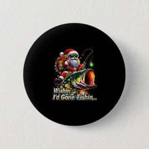 Christmas Funny Fish Santa Fishing Merry Fishmas 6 Cm Round Badge