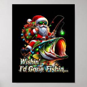 Christmas Funny Fish Santa Fishing Merry Fishmas  Poster