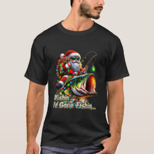 Christmas Funny Fish Santa Fishing Merry Fishmas  T-Shirt