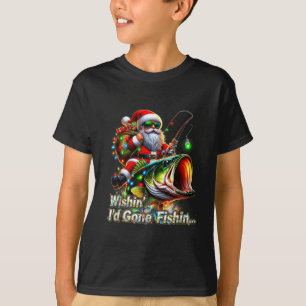 Christmas Funny Fish Santa Fishing Merry Fishmas  T-Shirt
