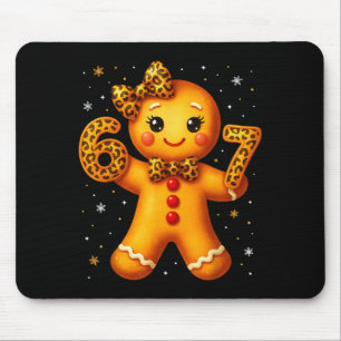 Christmas Funny Gingerbread Six Seven 67 Leopard B Mouse Pad