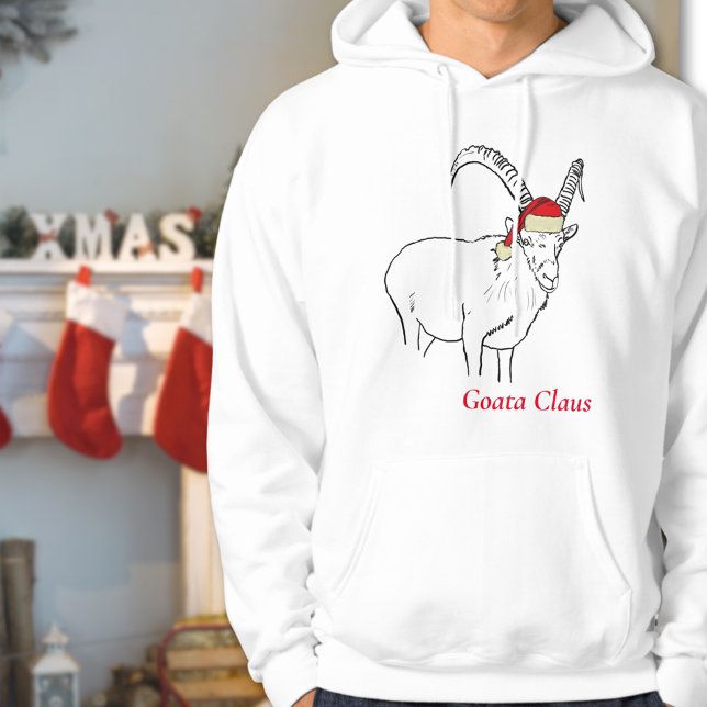 Christmas Funny Goat Drawing Hoodie (Funny christmas goat sweatshirt Goata Claus)