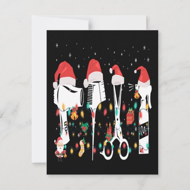 Christmas Funny Hairdresser Equipment Xmas Gift RSVP Card (Front)