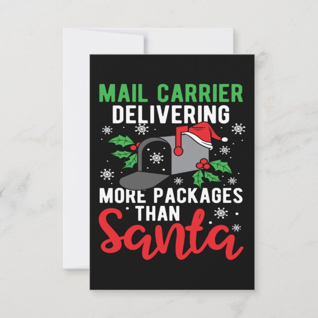 Christmas Funny Holiday Mailman Postman Saying Thank You Card (Front)