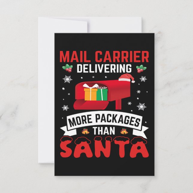 Christmas Funny Holiday Mailman Saying Postman Thank You Card (Front)