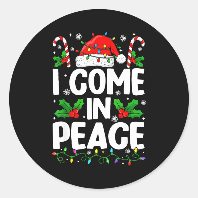 Christmas Funny I Come In Peace Couple Matching Me Classic Round Sticker (Front)