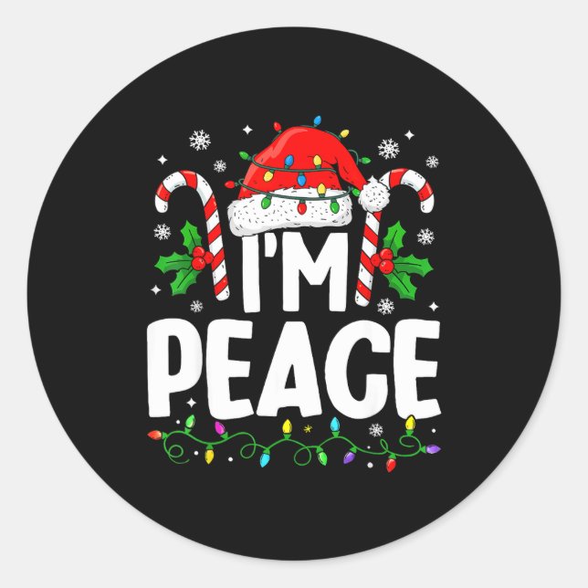Christmas Funny I Come In Peace Couple Matching Me Classic Round Sticker (Front)