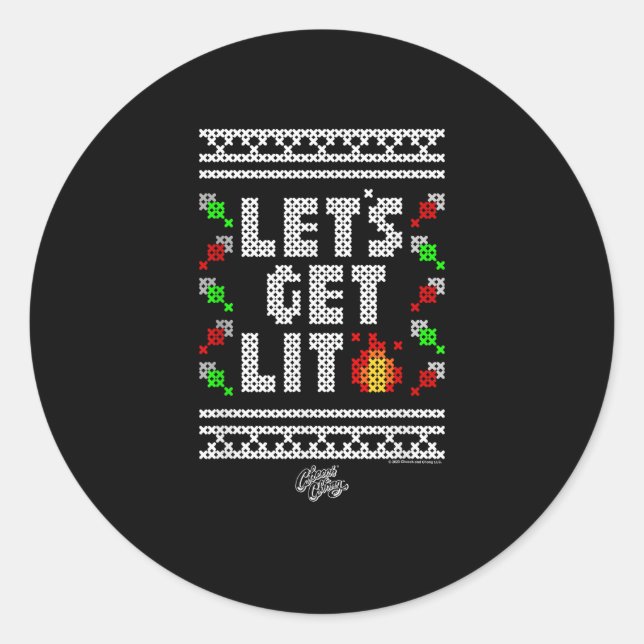 Christmas Funny - Let's Get Lit  Classic Round Sticker (Front)