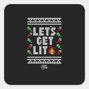 Christmas Funny - Let's Get Lit Square Sticker