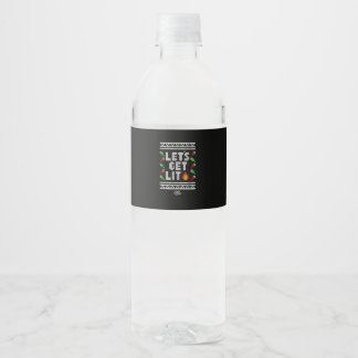 Christmas Funny - Let's Get Lit Water Bottle Label