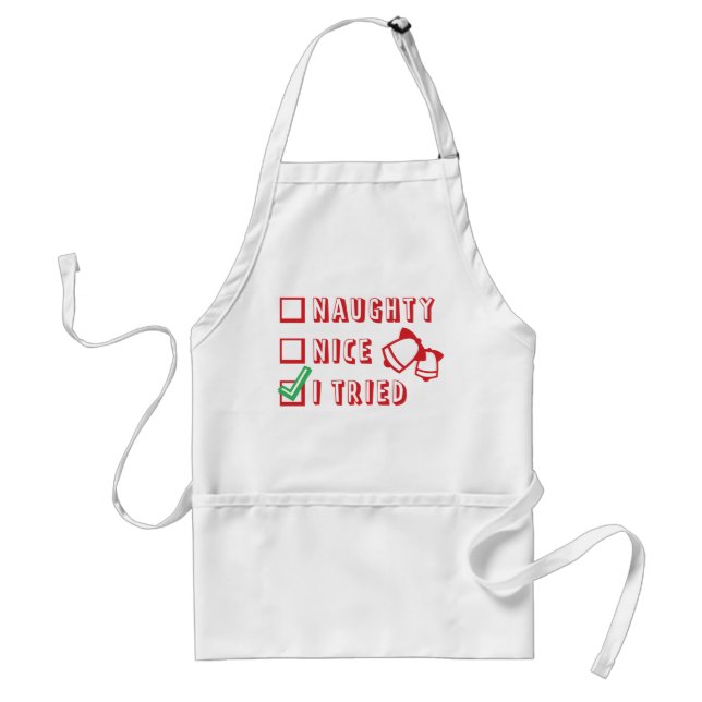 Christmas Funny Naughty or Nice or Tried List Standard Apron (Front)