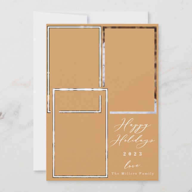 Christmas Funny Pet Happy Holidays 3 Photo Holiday (Front)