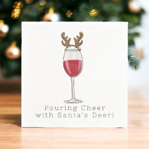 Christmas Funny Pouring Cheer with Santa's Deer Napkin