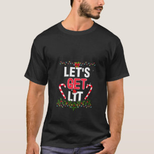 Christmas Funny Pyjamas Let s Get Lit Christmas V T-Shirt