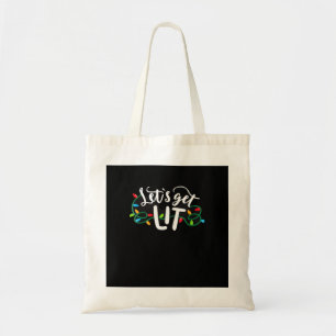 Christmas Funny Pyjamas Let's Get Lit Christmas Cl Tote Bag