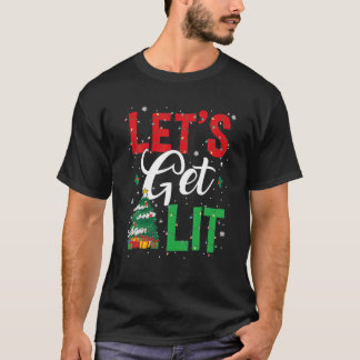 Christmas Funny Pyjamas Let's Get Lit Drinking Chr T-Shirt