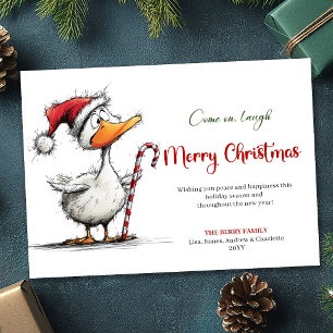 Christmas Funny Quirky Goose Whimsical Greeting  Holiday Card