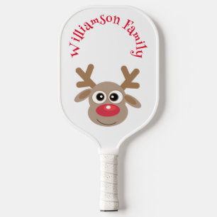Christmas Funny Reindeer Cartoon Novelty Cute Pickleball Paddle