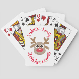 Christmas Funny Reindeer Cartoon Novelty Cute Playing Cards