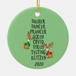 Christmas Funny Reindeer Names Covid 2020 Ceramic Tree Decoration