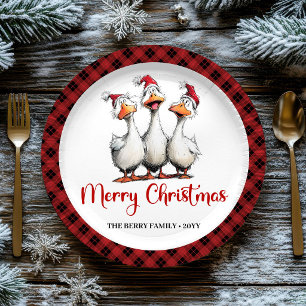 Christmas Funny Silly Geese Cartoon Party Plates