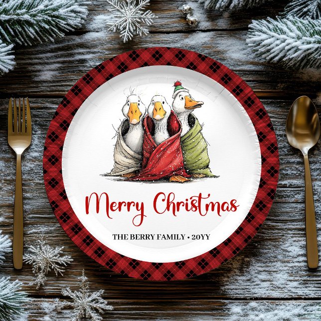 Christmas Funny Silly Geese Whimsy Party Plates (Christmas Funny Silly Geese Whimsy Party Plates)