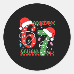Christmas Funny Six Seven 6 7 Meme Gen Alpha Slang Classic Round Sticker