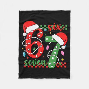 Christmas Funny Six Seven 6 7 Meme Gen Alpha Slang Fleece Blanket
