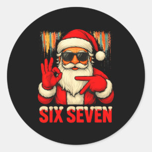 Christmas Funny Six Seven 6 7 Meme Santa Men Boys  Classic Round Sticker