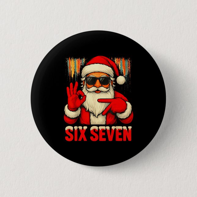 Christmas Funny Six Seven 6 7 Meme Santa Men Boys  Cm Round Badge (Front)