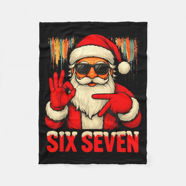 Christmas Funny Six Seven 6 7 Meme Santa Men Boys  Fleece Blanket (Front)