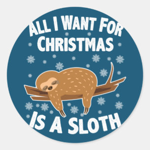Christmas Funny Sloth Classic Round Sticker