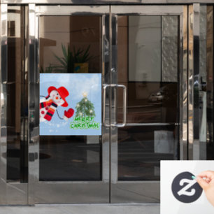 Christmas Funny Smiling Snowman Window Cling