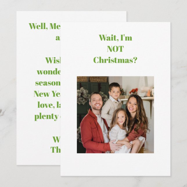  Christmas funny text photo Holiday Card (Front/Back)