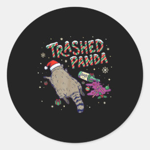 Christmas Funny Trashed Panda Racoon Gets Drunk Xm Classic Round Sticker